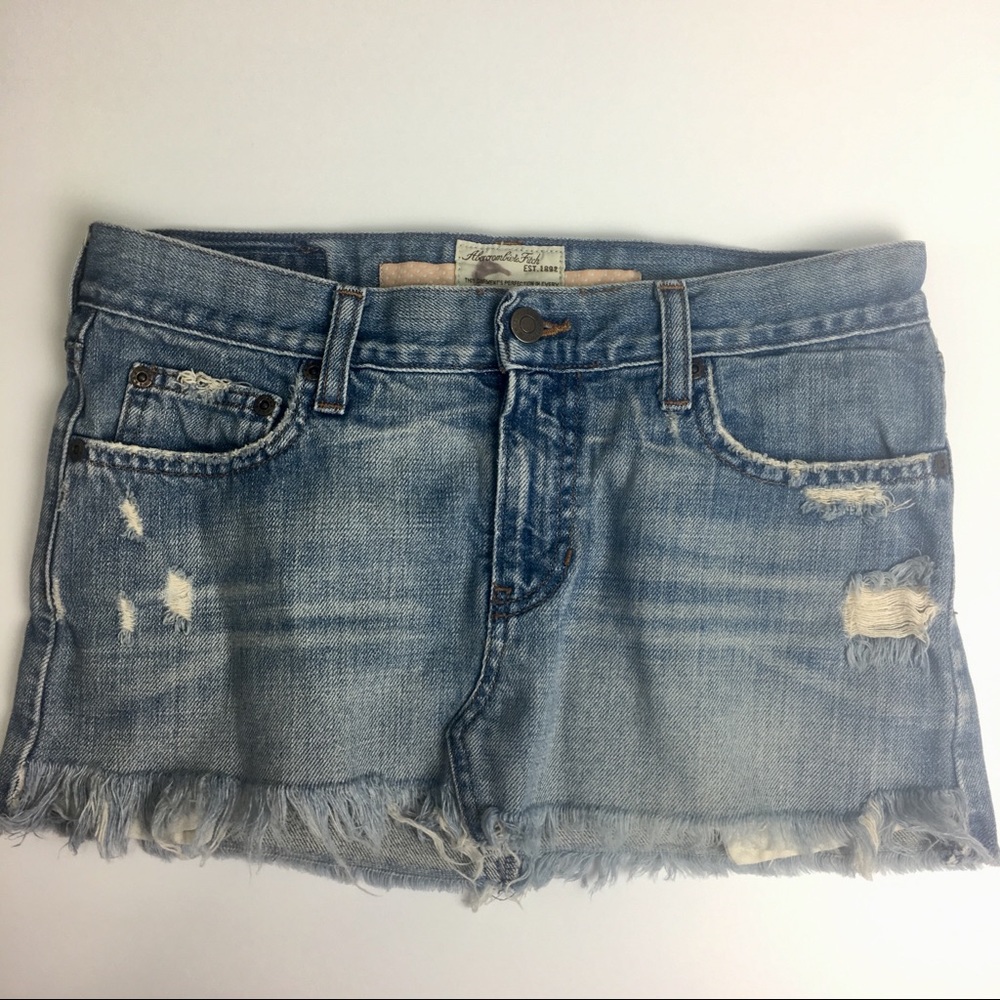 Cutoff Denim Mini Skirt Frayed Distressed
